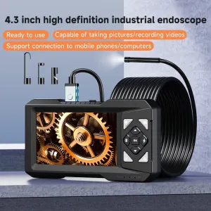 Industrial Endoscope ES01 4.3 Inch Screen 5M 1080P HD IP67 Waterproof Video Inspection Camera Cable Rechargeable Battery