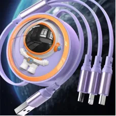 6A 100W USB-A to Type-C/Micro/iP Retractable Cable Fast Charging Data Transmission Copper Core Line 1.2M Long for iPhone 15 14 13 for Huawei Pura 70 Ultra for Xiaomi Civi 4 Pro for Samsung Galaxy S24