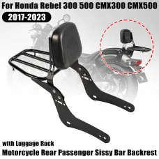 Motorcycle Detachable Rear Passenger Sissy Bar Backrest With Luggage Rack For Honda Rebel 300 500 CMX300 CMX500 2017-2023