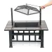 SINGLYFIRE 37 Inch Fire Pit Table with Grill for Outside Large Square Wood Burning firepit Heavy Duty Steel Pit Cooking with Spark Screen Log Grate Poker for Backyard Garden Camping