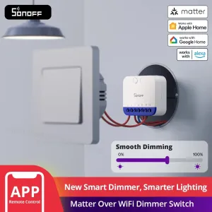 SONOFF MINI-DIM MINI Extreme Matter Over WiFi Dimmer Switch Wide Lighting Compatibility Matter-enabled Google Apple Home Alexa