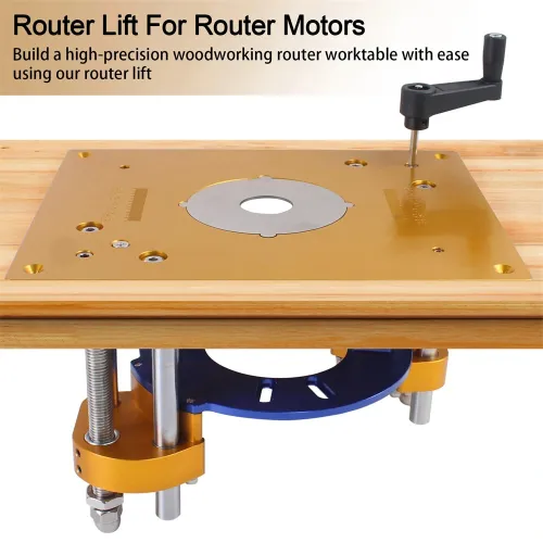Woodworking Wood Router Lift System with Router Insert Plate for Carving and Trimming Adjustable DIY Workbench