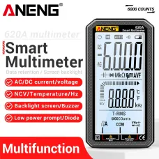 ANENG 620A Smart Multimeter 6000 Counts AC/DC Voltage Current Resistance Capacitance Frequency Temperature Non-Contact Voltage Detection Backlit LCD Screen Auto Power Off