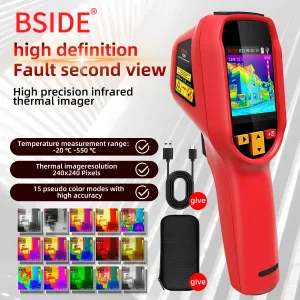 BSIDE HX1 240x240 Pixels Infrared Thermal Imager 2.4-inch TFT LCD Screen IP54 -20C-550C 25Hz Thermal imager frame rate 15 pseudo color modes with high accuracy USB charging
