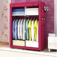 Foldable Mobile Textile Wardrobe Fabric Cupboard Folding Cupboard Wardrobe for Home Bedroom
