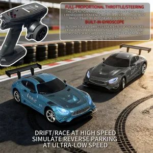 LDRC 4301 RTR 1/43 2.4G 4WD AMG GTR Drift RC Car Built In Gyro Alloy Body Shell LED Light On-Road Full Proportional Desktop Remote Control Racing Vehicles Models Toys