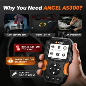 ANCEL AS300 OBD2 Car Diagnostics Tool Full OBDII Scanner Code Reader Automotive Scanners