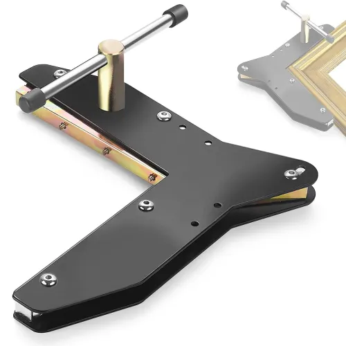 Woodworking Miter Clamp Max Corner Clamp Gauge Heavy Steel Solid Brass Black Woodworking Tool for Door Window Casing Photo Frame Crafting Tight Miter Joint Assembly