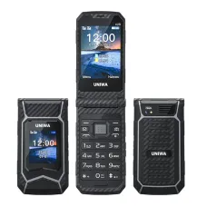 UNIWA X29 2.8-inch+1.77-inch Double Screen Rugged Mini 2G GSM Dual SIM Card Dual Standby 2000mAh FM Radio Large Button Flip Mobile Phone with Flashlight Type-C Rechargeable