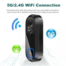 W5 2.4G/5G Tuya WiFi Video Doorbell HD 1080P Camera Wireless Smart Intercom Camera Night Vision Two-way Talk IP65 Waterproof 9000mAh Battery Visual Doorbell