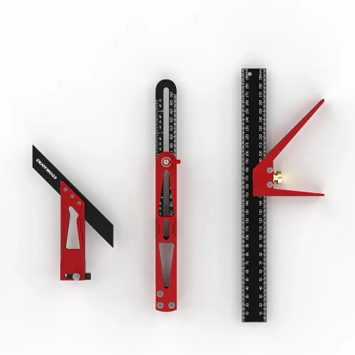ENJOYWOOD 3PCS Multi-angle Measuring Ruler Square Ruler Metric and Imperial Scale Woodworking Scribing Measure Tools for Marking and Measuring