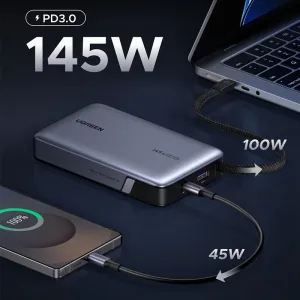 UGreen PB551 145W 72Wh 20000mAh Digital Display Power Bank Come with Type-C Cable External Battery Power Supply with 2 Inputs & 3 Outputs Support UFCS QC PD SCP AFC PPS FCP Fast Charging for iPhone 17 17Pro 16 15 Pro Max 14 13 for Xiaomi 17pro
