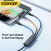 ESSAGER ES-X50 7A 100W USB-A to Micro/iP/Type-C Cable Fast Charging Data Transmission Copper Core Line 1.2M Long for iPhone 16 16Pro 15 14 13 Pro Max for Huawei Mate XT for Xiaomi 15pro for Samsung Galaxy Z Flip6