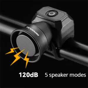 BENGGUO Bicycle Horn 120dB High Sound Bike Bell Horn 5 Light Modes 200mAh Type-Waterproof Electric Horn for Cycling