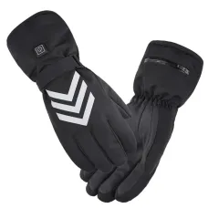 Heated Motorcycle Gloves Winter Snowmobile Skiing Gloves with Reflective Safety Stripe Design for Outdoor Warm Windproof Cycling