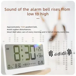 MK8001 LCD Digital Alarm Clock Night Light Electronic Clock Temperature Humidity Calendar Week Display Intelligent Bedroom Clocks
