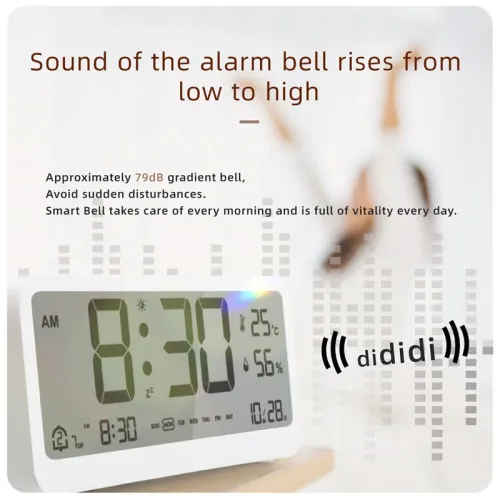 MK8001 LCD Digital Alarm Clock Night Light Electronic Clock Temperature Humidity Calendar Week Display Intelligent Bedroom Clocks