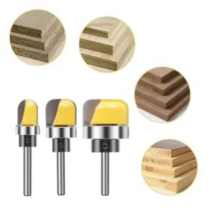 3pcs Multi size Shank Round Nose Bits With Bearing Router Bits Carbide Cutters Woodworking Milling Cutter For Wood Bit Face Mill Tools