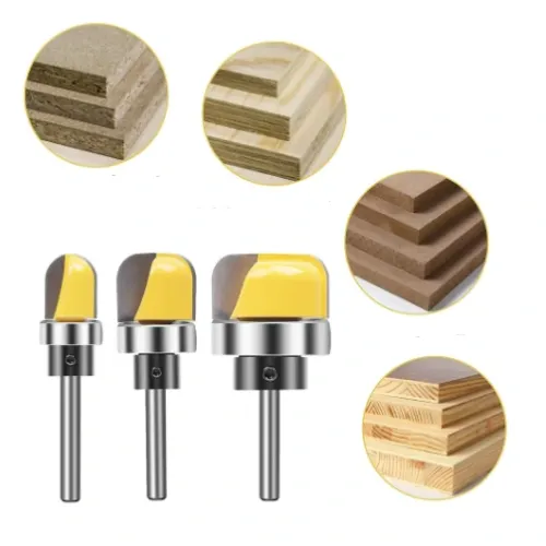 3pcs Multi size Shank Round Nose Bits With Bearing Router Bits Carbide Cutters Woodworking Milling Cutter For Wood Bit Face Mill Tools