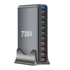 [GaN Tech] Bakeey YMX-730W 730W 10-Port USB PD Charger 4USB-A+6USB-C PD QC Fast Charging Desktop Charging Station EU Plug US Plug for iPhone 16 15 Pro Max 14 13 12 for Huawei Pura X for Xiaomi 15pro for Samsung Galaxy S25 Ultra