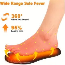 TENGOO 1Pair Electric Heated Insoles Croppable Thermal Comfortable USB Rechargeable Insoles for Winter Outdoor Skiing