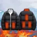 TENGOO 6 Zones Heated Black Jacket for Men Women 3 Temperature Levels Winter Warm Bread Style Outerwear Loose Fit