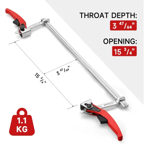 Ratcheting F Clamp Heavy Duty Black Steel Shaft 705 lbs Clamping Force 15 3/4 Inch Opening Capacity Sliding Limbs for Welding Woodworking Metalworking