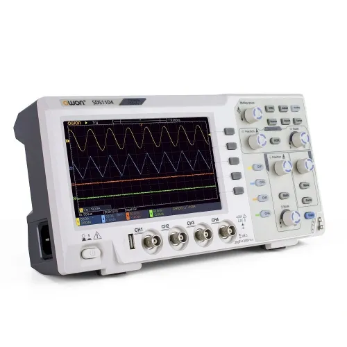 OWON SDS1104 Oscilloscope 100MHz Bandwidth 4-Channels 1GS/s Sample Rate 7 Inch High Resolution LCD for Electronic Circuit Debugging and Testing