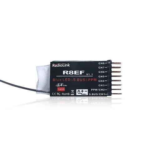 RadioLink R8EF 2.4GHz 8CH Long Distance PWM PPM SBUS RC Receiver for T8FB T8S RC Transmitter RC Airplane Car Boat