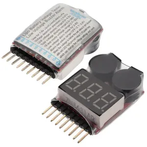 2 x 2 in 1 Lipo Battery Low Voltage Tester 1S-8S Buzzer Alarm